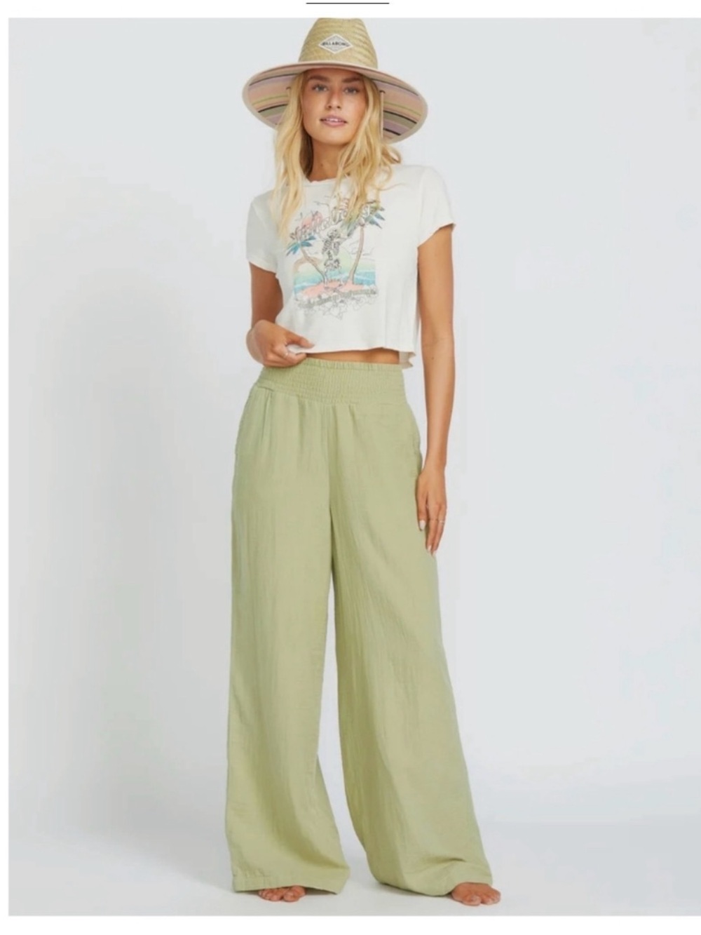 Billabong Light Green Wide Leg Pants